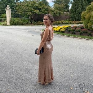 Revelry Dakota Rose Gold Sequin Gown Size 8 Petite